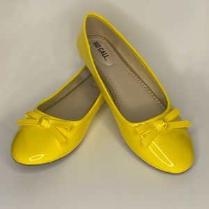 COPY - N0 Call Yellow Patent Bow Flats (New)